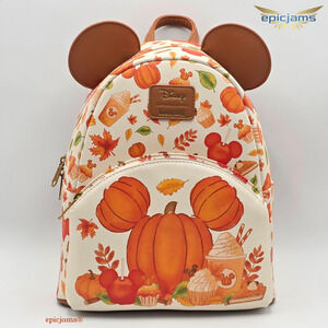 Loungefly Disney Mickey Mouse Pumpkin Fall Treats Scented Mini Backpack New